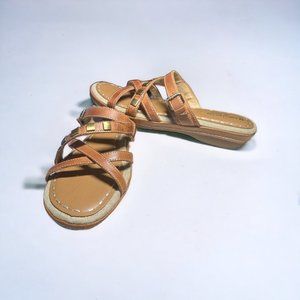 Naturalizer Brown Leather Strap Slide Sandals 10